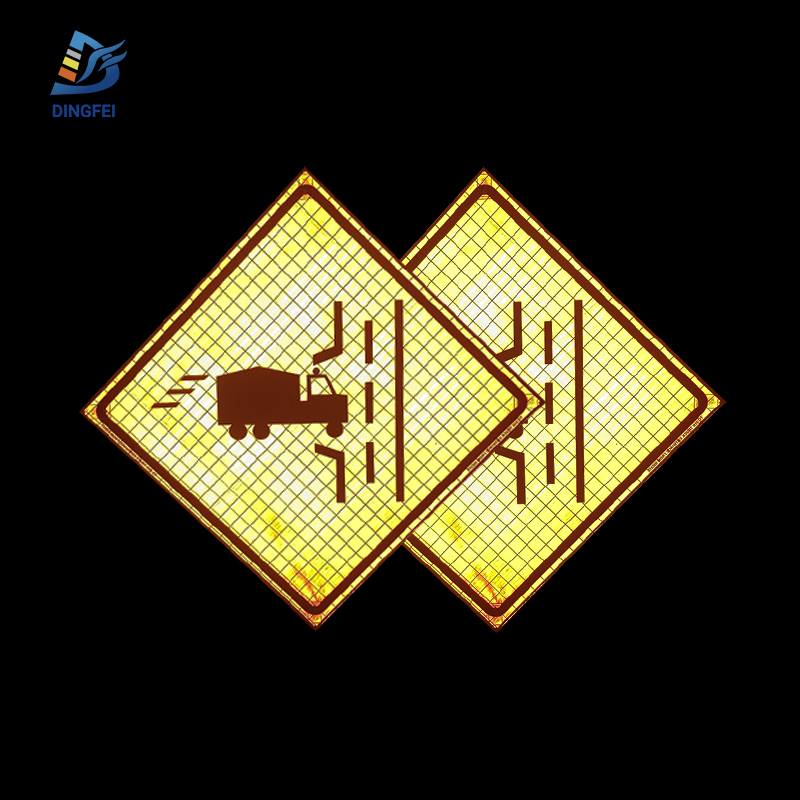 Truck Entrance Left Reflective Roll Up Traffic Sign - 